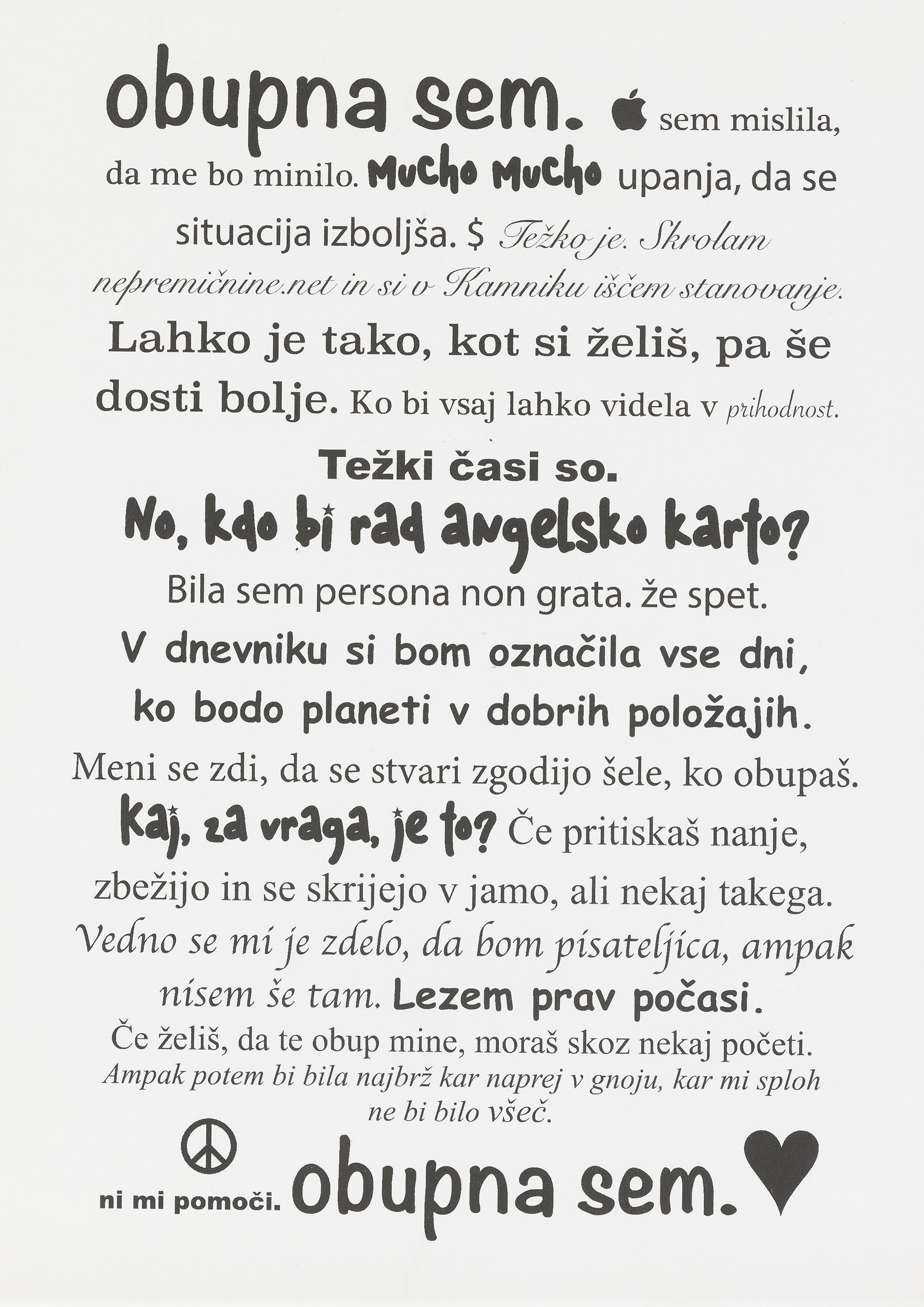 Hana Besjedica : Obupna sem