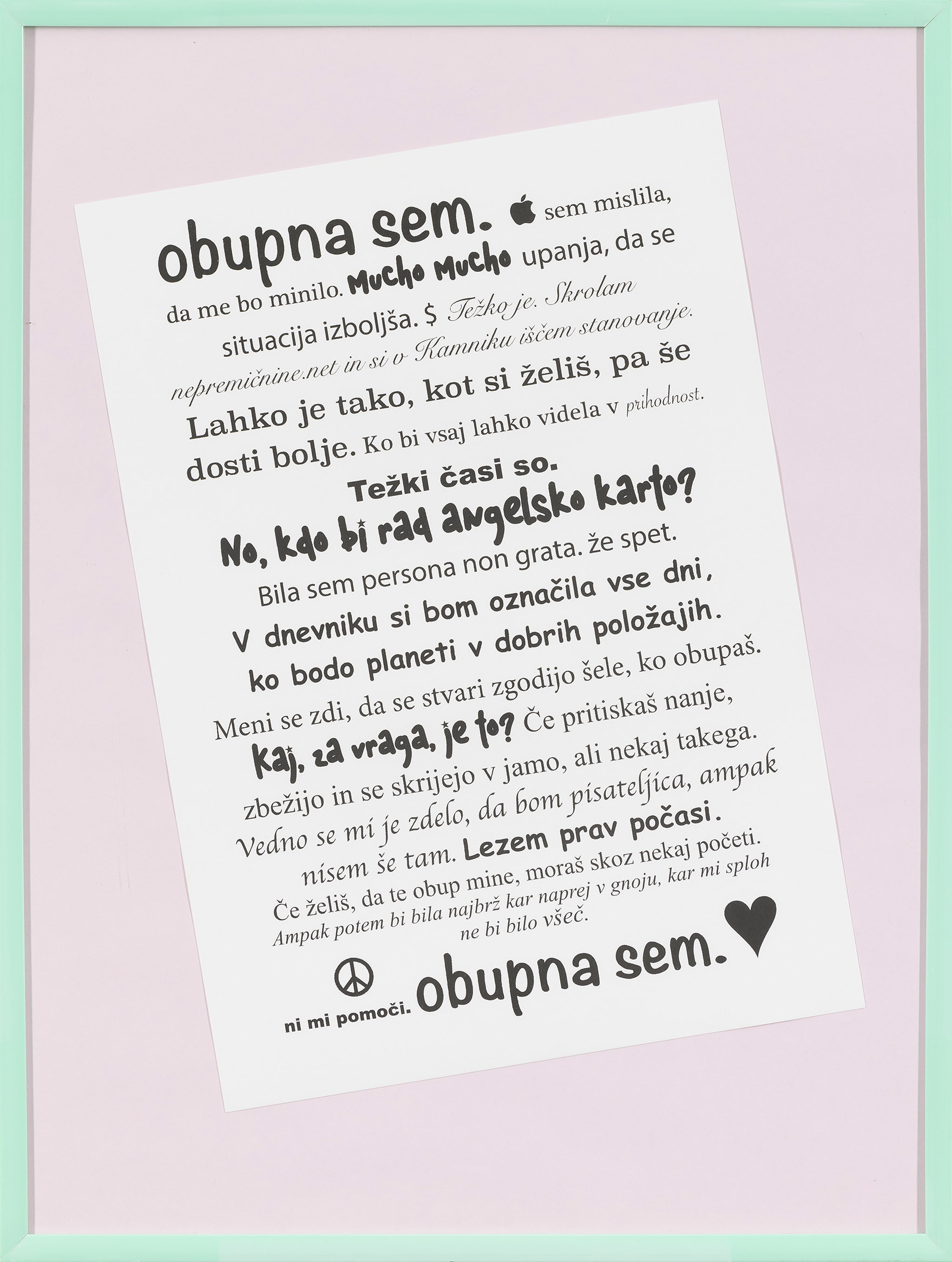 Hana Besjedica : Obupna sem. (z okvirjem)